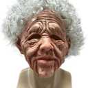 Old Women Mask Scary Realistic Wrinkle Granny Mask with Curls Halloween Funny Human Latex Cosplay Props for Party