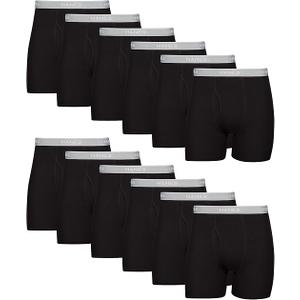 Hanes Men's Boxer Briefs, Cool Dri Moisture-Wicking Underwear, Cotton No-Ride-up for Men
 XXL Black 12 Pack