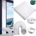 Outus Window Kit for Portable Air Conditioner 10 x 40-64 Inch Adjustable Length Waterproof with 5.9'' Diameter 80'' Long Portable Air Conditioner Hose and Square Exhaust Hose Coupler for Office Home
