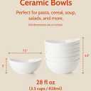 Sweese 28 oz Large White Porcelain Bowls - Set of 6 Salad, Pasta, Soup & Serving Bowls, Big Ceramic Dinner Bowls