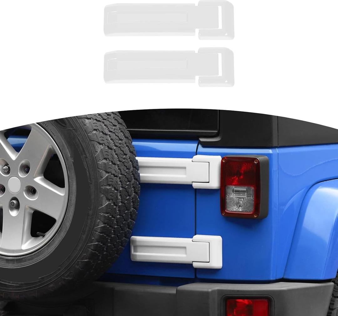 RT-TCZ for Jeep JK Tailgate Hinge Cover Trim White for Jeep Wrangler JK JKU 2007-2017 White Exterior Accessories 2pcs, White