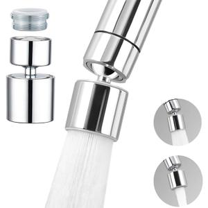 Kitchen Sink Faucet (Upgraded), 360 Swivel Kitchen Faucet Aerator, Dual-function 2-Flow Sprayer Faucet Head Replacement, Sink Attachment For Faucet Include 55/64 Inch Female Thread (Chrome1)