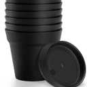 6 Pack Plastic Plant Pots with Drainage Holes and Tray, 7 inch Thickened Indoor Planters Seedlings Nursery Pots for Flowers, African Violet, Succulent and All House Plants, Black