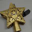 Christmas Tree Topper, Christmas Star Tree Topper Built-in LED Rotating Lights, Plug in 3D Golden Glittered Star Tree Topper for Xmas Party Holiday Decorations