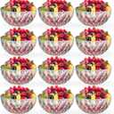 Jucoan 12 Pack 10 oz Small Glass Bowls, 5 Inch Diamond Cut Glass Prep Bowls, Stackable Salad Bowl for Dessert, Ice Cream, Fruit, Cereal, Candy, Yogurt