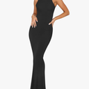 REORIA Women's Basic Summer Sexy Lounge Tank Long Dress Elegant Sleeveless Halter Neck Bodycon Maxi Dresses Size S