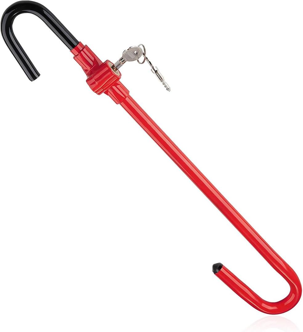 Steering Wheel Lock, Extended Anti Theft Device Wheel Security Lock with Adjustable Length, Universal Heavy Duty Brake Pedal Retractable Hook with Keys for Car Truck SUV Van