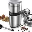 SHARDOR Coffee Grinder Electric Herb/Wet Grinder for Spices and Seeds with 2 Removable Stainless Steel Bowls, Silver
