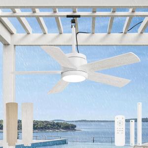 Fanbulous 42 In Outdoor Ceiling Fan Hanging Fan Ceiling Fans with Light, Remote, Outdoor Plug in, IP65 Waterproof, Wet Rated, 6 Speed, 3CCT, for Patios, for Outside Porch, Gazebo,White