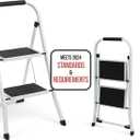 SIMPLI-MAGIC 2-Step Ladder, 350 LBS Capacity Folding Step Stool  Anti-Slip Wide Steps & Handgrip  ANSI Certified Lightweight & Durable Steel Stepping Stool for Kitchen, Home, Office & Garage