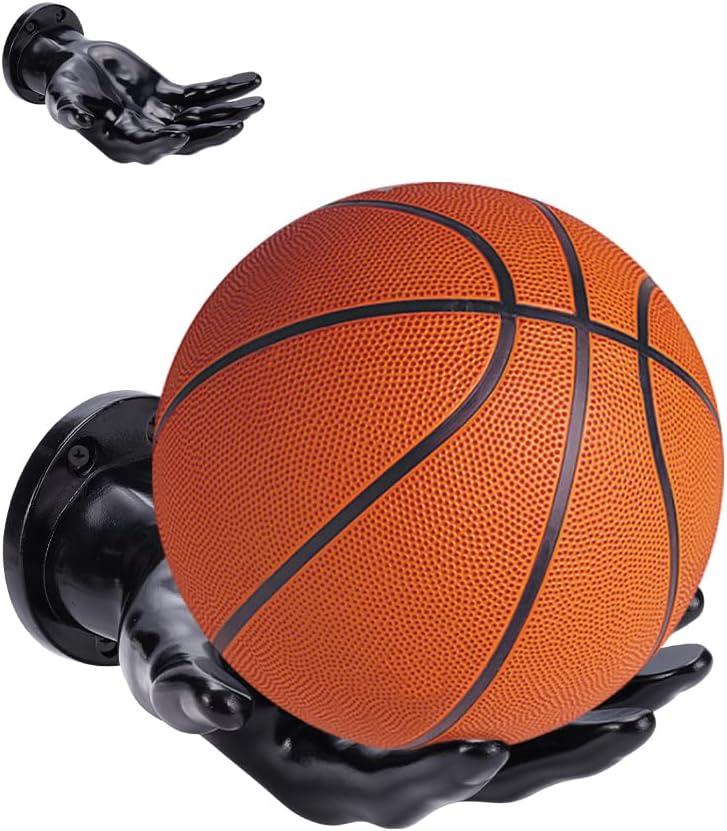 UNICRAFTALE Hand Shapes Black Basketball Holders Wall Mount Art Decor Stand Hand Sculpture Ball Holder Basketball Storage Rack Organizer Display Case for Ballr Gifts for Men Gamers 8.66"x6.69"x3.35"