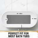 HITSLAM Non Slip Bathtub Mat 40 x 16 Inch, Extra Long Bath Mat for Tub, Soft PVC Loofah Shower Floor Mat with Drain, Quick Drying Bathroom Tub Mat for Wet Area, Without Suction Cup, Grey