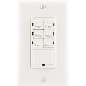 GE Push-Button Countdown Timer Switch, 5-15-30 Minute/1-2-4 Hour, ON/Off, No Neutral Wire Needed, Ideal for Lights, Exhaust Fans, Heaters, Wall Plate Included, Light Switch Timer, Fan Switch, 15318 White