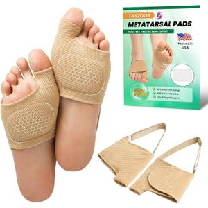 Metatarsal Pads for Women & Men - 1 Pair (Medium, Beige) - Adjustable & Non-Slip Ball of Foot Cushions with Gel, Foot Pads for Pain Relief, Metatarsalgia, Morton's Neuroma, for Walking, Standing (M (WOMEN 6-8 MEN 4.5-6.5))