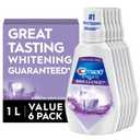 Crest 3D White Brilliance Whitening Mouthwash, Alcohol Free, Clean Mint, 1L (33.7 fl oz), Pack of 6