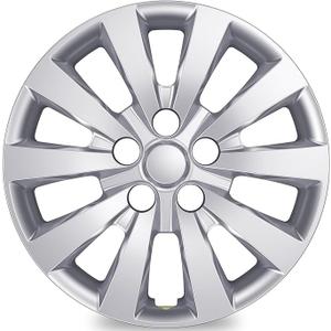 (4-Pack) Premium 16 Inch Rim Wheel Cover Hubcaps for Cars Trucks SUVs Vans, Direct OEM Replacement Universal Fit Snap-On ABS Hubcaps 16 inch Wheel Covers - Set of 4 Hub Caps - 10-Spokes Silver