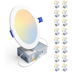 Ensenior 16 Pack Ultra-Thin LED Recessed Lighting 6 Inch 6CCT with Junction Box, 2700K-6000K Selectable, 12W 110W Eqv, Dimmable Can-Killer Downlight, 1050LM High Brightness - ETL (6000k/5000k/4000k/3500k/3000k/2700k - 6cct white) Ensenior 16 Pack Ultra-Thin LED Recessed Lighting 6 Inch 6CCT with Junction Box, 2700K-6000K Selectable, 12W 110W Eqv, Dimmable Can-Killer Downlight, 1050LM High Brightness - ETL (6000k/5000k/4000k/3500k/3000k/2700k - 6cct white)