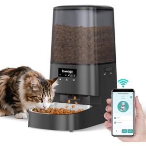 Automatic Cat Feeder with App Control, 5L Food Dispenser for Cats and Small Dogs, 2.4/5G Wi-Fi, Programmable Portions, Anti-Jam & Fresh-Lock, Stainless Steel Bowl, Easy to Clean