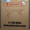 FDW 6FT Folding Table, Portable Fold-in-Half Plastic Picnic Party Table with Carrying Handle (White