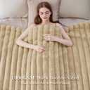 Faux Fur Throw Blanket, Thick 1000GSM Fluffy Cozy Throw Blankets for Bed, Luxury Plush Striped Warm Soft Blanket for Couch LivingRoom Home Decor & Gifts(50"x 70", Beige)