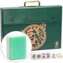 Yellow Mountain Imports "Emerald Weave Chinese Mahjong Set, with 146 Large 1.6-Inch Tiles, Green Vinyl Case, Wind Indicator and Dice - for Chinese Style Gameplay Only
