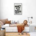Retro Black And White Newspaper Poster What If It All Works Out Canvas Wall Art Positive Affirming Quote Minimalist Prints Painting For Home Bedroom Dorm Wall Decor 16x24in Framed
