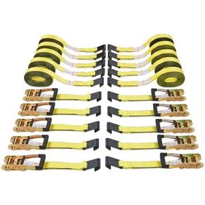 VEVOR Flat Hook Ratchet Straps (8PK), 10,000 lb Break Strength, 2" x 30' Heavy Duty Tie Down Straps, Track Spring Fittings, 3,333 Pound Working Load, for for Flatbed, Truck, Trailers Pickup