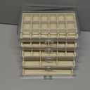 Frebeauty Acrylic Jewelry Organizer Earring Organizer Box with 5 Drawers Earring Holder Organizer with Velvet Trays Clear Jewelry Box for Women Earring Display for Rings Studs(Beige)