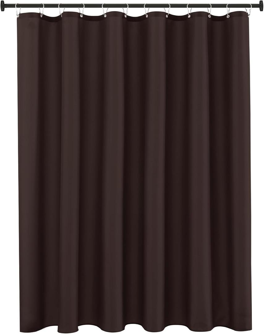Biscaynebay Extra Long Fabric Shower Curtain Liners 72" Width by 84" Length, Brown Water Resistant Bathroom Curtains Rust Resistant Grommets Top Weighted Bottom Hem Machine Washable