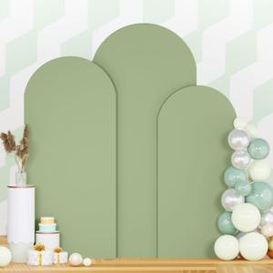 6FT 6.6FT 7.2FT Wedding Arch Cover Set of 3 Sage Green Arch Covers Stretchy Backdrop Round Top Chiara Spandex Arched Backdrop Cover for Birthday Balloon Party Banquet Event Ceremony Decor