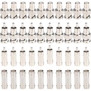 BNC to RCA Converter Adapter Set - 40 Pcs Coaxial Coax Cable Connectors Assortment - Male & Female BNC to RCA Coupler for CCTV Security Camera Surveillance Video