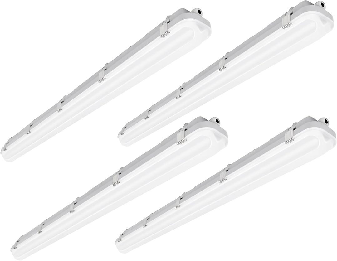 hykolity 4 Pack 4FT LED Vapor Tight Light, 40/50/60W Vapor Light Fixture, [2-lamp F32T8 Equiv.] 4000K/5000K/6000K CCT Selectable, 130lm/W, Waterproof Shop Light for Parking Carport Car Wash