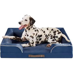 Friends Forever Orthopedic Dog Bed for Large Dogs, Waterproof Memory Foam Dog Sofa Bed L with Removable Washable Cover, Ally Navy, 35x25x6.5