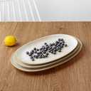Famiware Serving Platter, Oval 15.59/14.3/12.9 inch Serving Dishes for Entertaining, Serving Bowls, Microwave Safe, Stonware Serving Trays for Party, Turkey, Cheese, Ocean Series, Cappuccino White