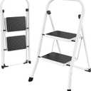 HBTower Step Ladder Folding Step Stool for Adults with Anti-Slip Pedal,330 lbs Capacity for Kitchen, Home,White