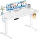 SMUG Adjustable Height Standing Desk 55 Inch Electric Sit Stand Up Down Computer Table Ergonomic Rising Modern Lift Motorized Gaming Desktop Workstation for Work Home Office - Modern White