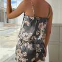 SweatyRocks Women's Floral Print Satin Pajama Sets Cami Tops and Shorts Summer Lounge Set (Gray, M)