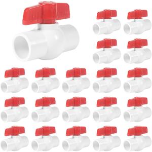 20 Pack 3/4" PVC Ball Valves (Socket x Socket) 3/4 Inch PVC Water Shut Off Valves Slip Pipe Fittings Schedule 40 for Cold Water Supply Irrigation System
