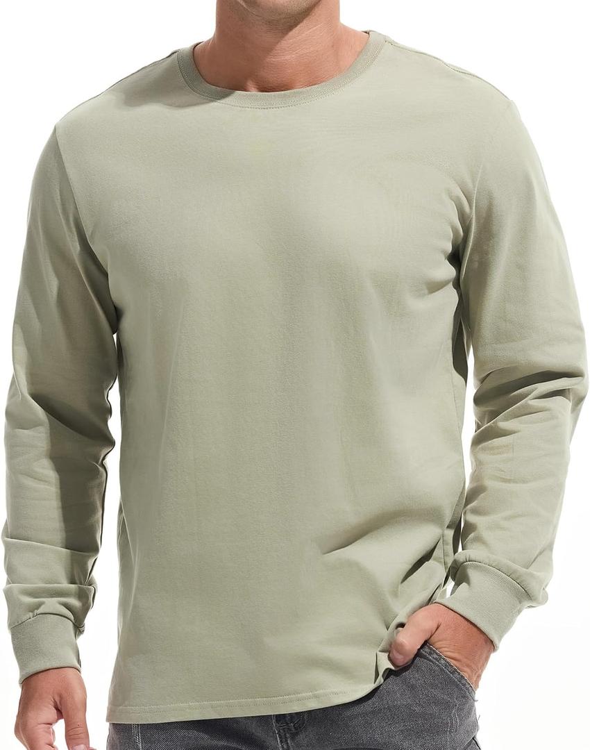 VEIISAR Men's Heavy Weight Crew Neck T-Shirt Mens Premium Cotton Tee - Pre Shrunk M (Green)