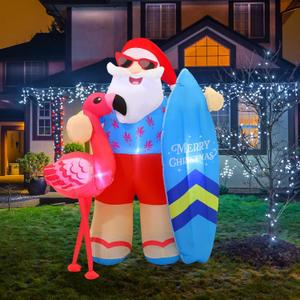 Christmas Inflatable Decorations, 6.5 Ft Santa Claus Decoration Outdoor with Air Blower LED Lights Blow Up Garden Decor for Yard Christmas Party Supplies Christmas Inflatable Decorations, 6.5 Ft Santa Claus Decoration Outdoor with Air Blower LED Lights Blow Up Garden Decor for Yard Christmas Party Supplies