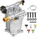 YAMATIC Pressure Washer Pump 3/4" Shaft Horizontal Power Washer Pump Max 3200 PSI 2.5 GPM Replacement Pump with 5 Nozzles Compatible with Simpson 90028, 90029, MSH3125, 520006, Honda GC190 GC160