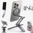 Lamicall for Magsafe Tripod Stand - [Ultra-Compact] Aluminium Magnetic Phone Tripod for iPhone 17/16 Pro Max Air, Flexible Cell Phone Bedstand Mount with 1/4" Screw, Arca & Hook Fits Travel Desk Grey (NEW Upgraded - Dark Gray)