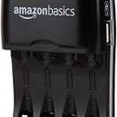 Amazon Basics Rechargeable Battery Charger for AA & AAA Nickel-Metal Hydride (NiMH) Batteries with USB Charging Port, Black