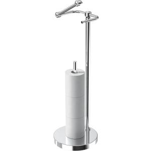 RARXTR Toilet Paper Holder Stand, Post Pivoting Design Free Standing Toilet Paper Holder with Storage for 4 Rolls, SUS304 Stainless Steel Tissue Holder with Reserve, Heavy-Duty Base (Chrome)