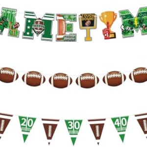 Pack of 2 Mulbozy Game Time Football Banner, 8 Ft Football Party Banner Decoration, Football Garland Pennant Banners for Birthday, Sports Fantasy Football Party Decor