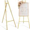 GRENTY 57.5" Gold Easel Stand for Wedding Sign, Heavy Duty Metal Display Stand, 4-Tier Height Adjustable Easel for Art, Paintings, Welcome Signs, Posters, and Dcor, Simply Assembly Required