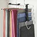 MORALVE Pants Hangers Space Saving - 2 Pack - Non-Slip Multi-Layer Space Saving Hangers - Multifunctional Clothing Rack for Closet Storage - Ideal for Jeans, Trousers, Skirts, Scarves & Slacks (Black)