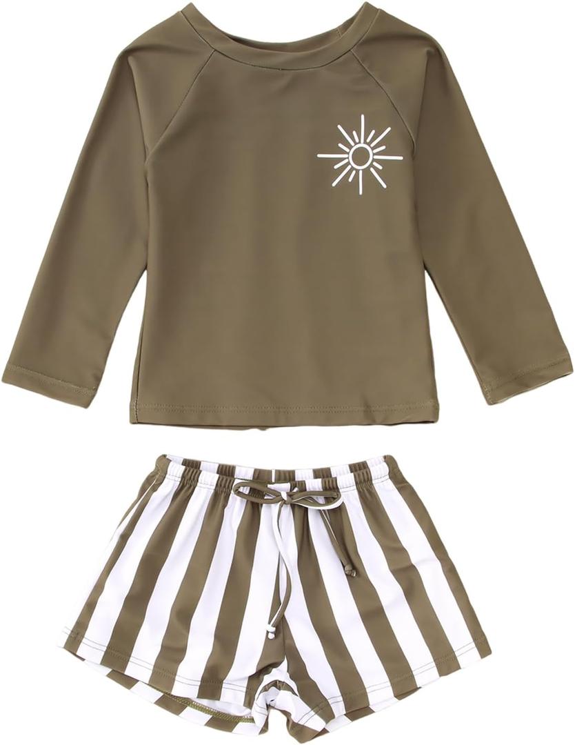MODNTOGA Baby Boy Girl Swimwear 2Pcs Long Sleeve Swim Bathing Suit Set Toddler Kids Funny Sun Graphic Swimsuits Beach Wear (4-5T, Green) MODNTOGA Baby Boy Girl Swimwear 2Pcs Long Sleeve Swim Bathing Suit Set Toddler Kids Funny Sun Graphic Swimsuits Beach Wear (4-5T, Green)