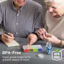 Weekly Pill Organizer 1 Time a Day  Travel Pill Case 7 Day, Small Pill Box 8 Compartments Push Open, with Color Slots, Medicine Organizer for Fish Oil, Vitamins, with Wrist Lanyard, BPA Free, Black