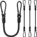 Bungee Cords with Carabiner, 18 Inch Long Heavy Duty Bungee Cords with Carabiner Clip Outdoor, 1/3 Inch Black Extra Strong Elastic Rope with Carabiner Hooks for Camping, Tarps, Bike Rack, Tent, 4 Pack
